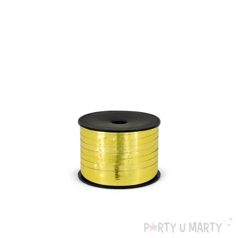 wstazka do balonow do prezentow na urodziny sylwestra wesele slub metalic zlota 0 5 cm x 90 m