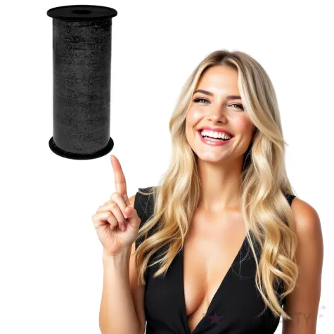 wstazka do balonow holograficzna czarna godan 5 mm 92 m