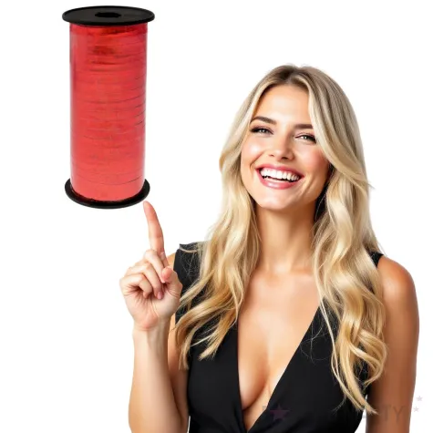 wstazka do balonow holograficzna czerwona godan 5 mm 92 m