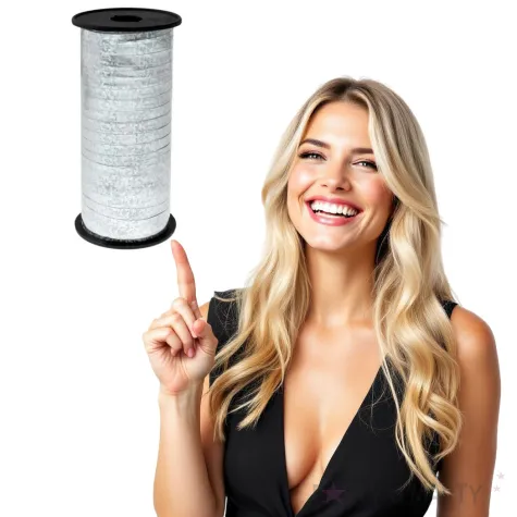 wstazka do balonow holograficzna srebrna godan 5 mm 92 m