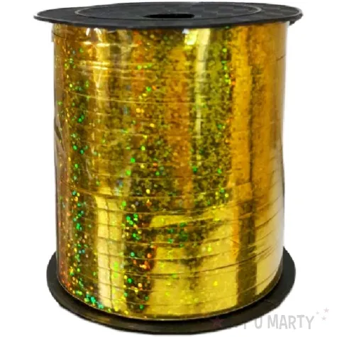 wstazka do balonow holograficzna zlota partypal 5 mm 225 m