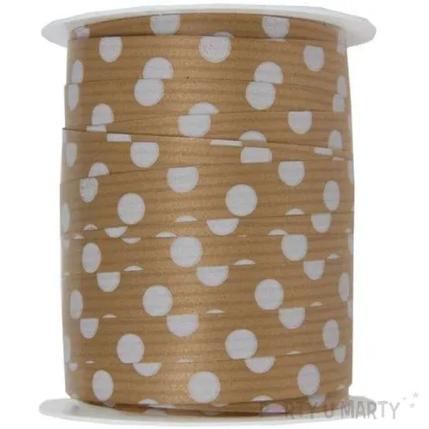wstazka do balonow kraft biale kropki 10 mm 25 m