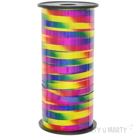 wstazka do balonow lustrzana teczowy godan 5 mm 92 m