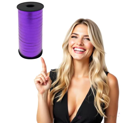 wstazka do balonow metaliczna fioletowa jasna godan 5 mm 92 m