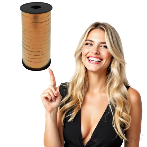 wstazka do balonow metaliczna rozowe zloto godan 5 mm 92 m