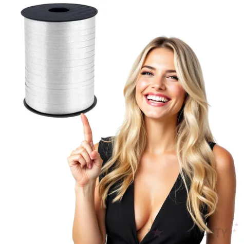 wstazka do balonow pastelowa srebrna godan 5 mm 458 m