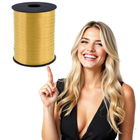 wstazka do balonow pastelowa zlota godan 5 mm 458 m