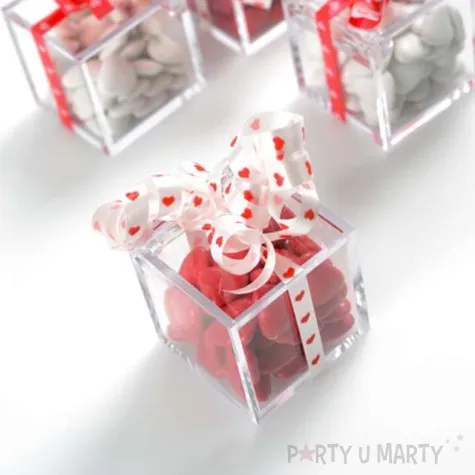 wstazka do balonow serduszka czerwone biala santex 7 5 mm 50 m