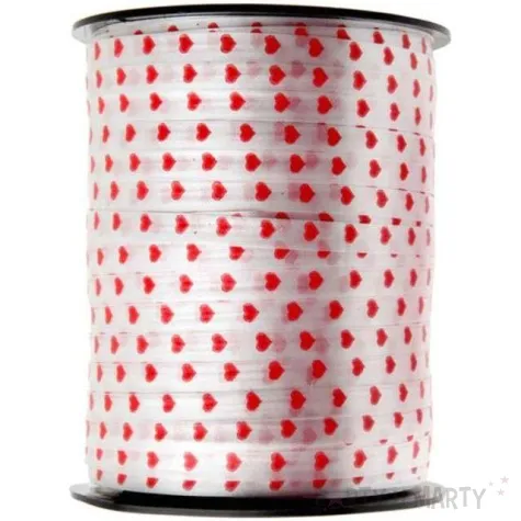 wstazka do balonow serduszka czerwone biala santex 7 5 mm 50 m
