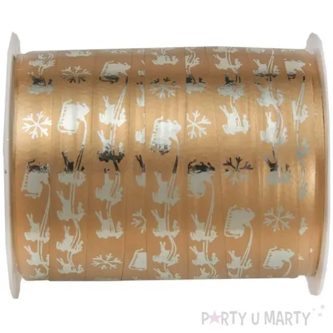 wstazka do balonow swiateczne symbole zlota santex 10 mm 25 m