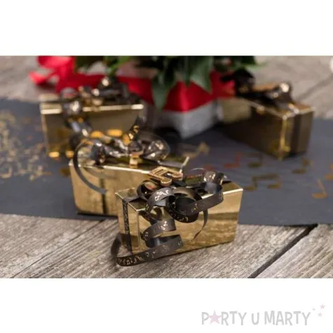 wstazka do balonow zlote nutki czarna santex 10 mm x 25 m