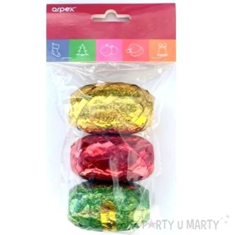 wstazka do pakowania prezentow swieta mix holo arpex 10 m 3 szt