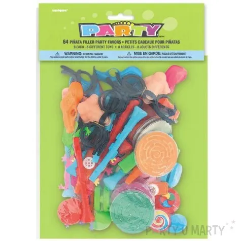 wypelniacz dekoracyjny zabawki do piniaty unique mix 64 szt