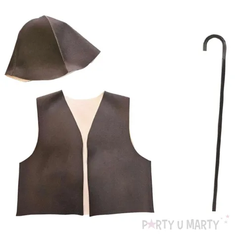 xx 1 zestaw stroj pastuszek z laska zes260 m xl pasterz kamizelka z czapka plus laska skladana 3el