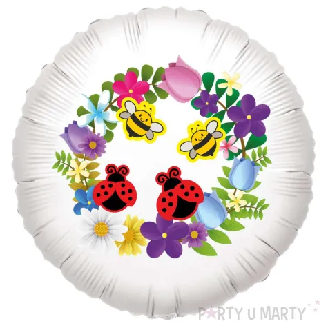 xx balon bialy wiosna i kwiatki