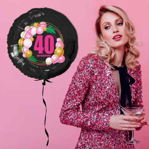 xx balon czarny 40 urodziny roz baloniki