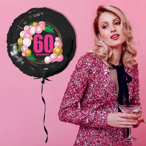 xx balon czarny 60 urodziny roz baloniki