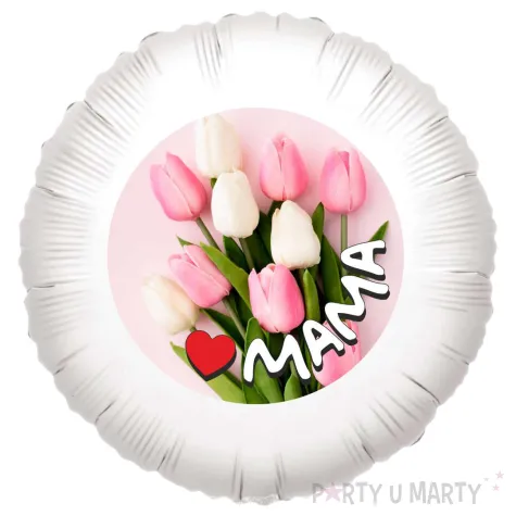 xx balon fol bialy mama i tulipany