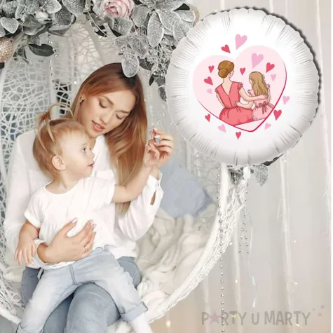 xx balon fol bialy mama w serduszkach