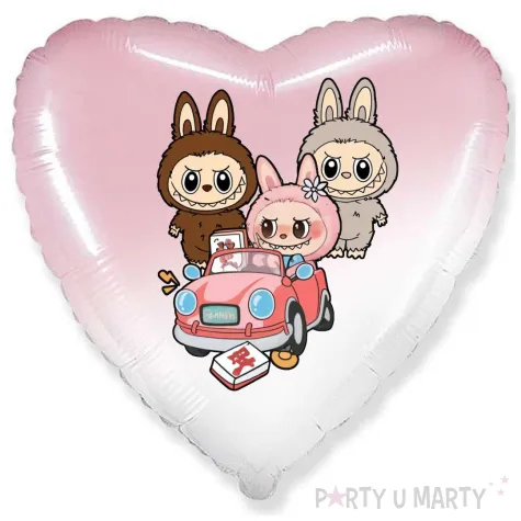 xx balon fol labubu serce rozowe