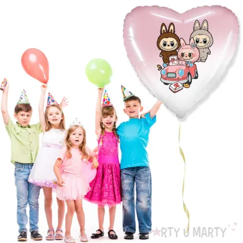 xx balon fol labubu serce rozowe
