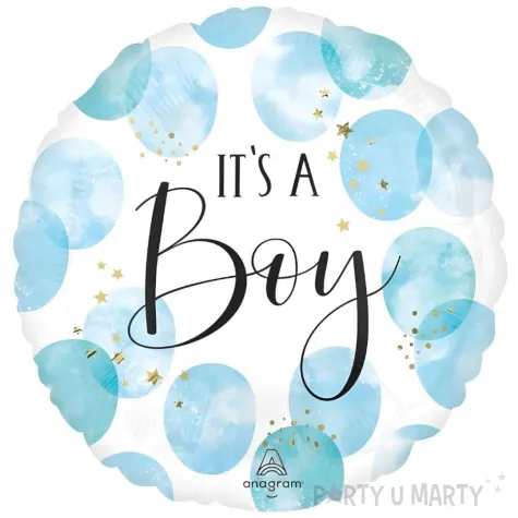 xx balon foliowy 18 cir baby boy blue watercolor