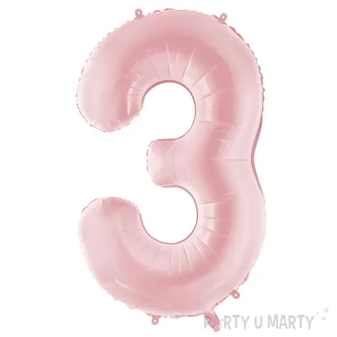 xx balon foliowy cyfra 3 86cm jasny rozowy