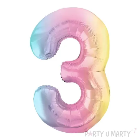 xx balon foliowy cyfra 3 86cm pastelowy teczowy