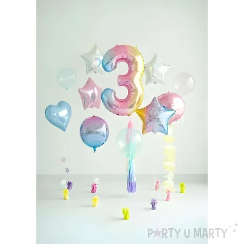 xx balon foliowy cyfra 3 86cm pastelowy teczowy