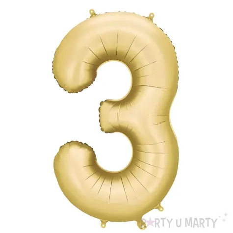 xx balon foliowy cyfra 3 86cm zloty