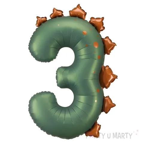 xx balon foliowy cyfra 3 dinozaur 92cm mix