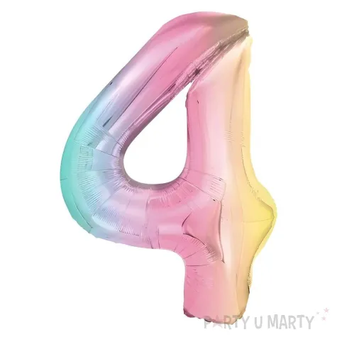 xx balon foliowy cyfra 4 86cm pastelowy teczowy