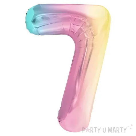 xx balon foliowy cyfra 7 86cm pastelowy teczowy