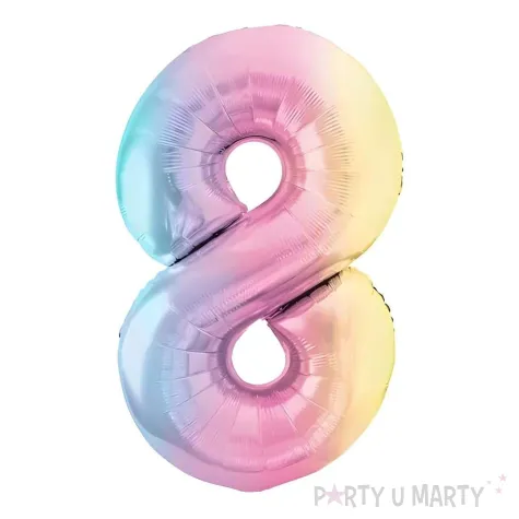 xx balon foliowy cyfra 8 86cm pastelowy teczowy