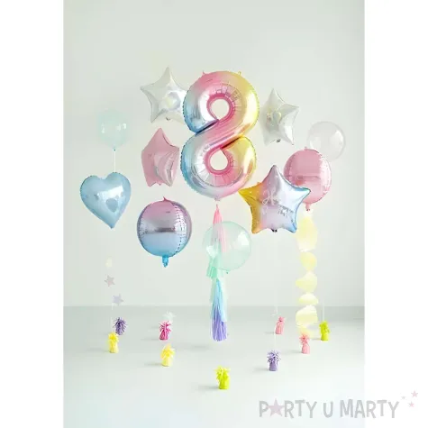 xx balon foliowy cyfra 8 86cm pastelowy teczowy
