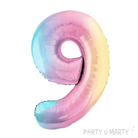 xx balon foliowy cyfra 9 86cm pastelowy teczowy