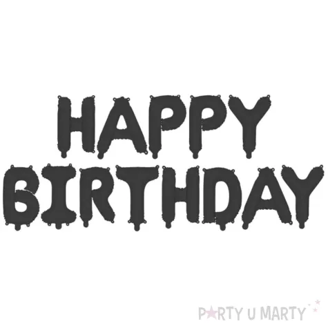 xx balon foliowy happy birthday 340x35cm czarny