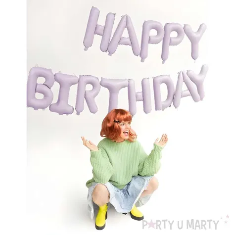 xx balon foliowy happy birthday 340x35cm fiolet