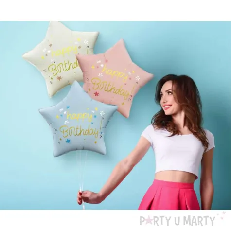 xx balon foliowy happy birthday gwiazda matowa biala 18