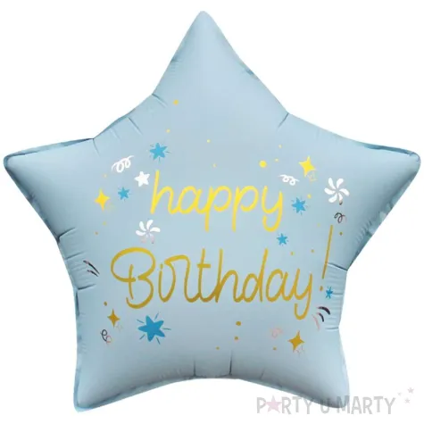 xx balon foliowy happy birthday gwiazda matowa j niebieska 18
