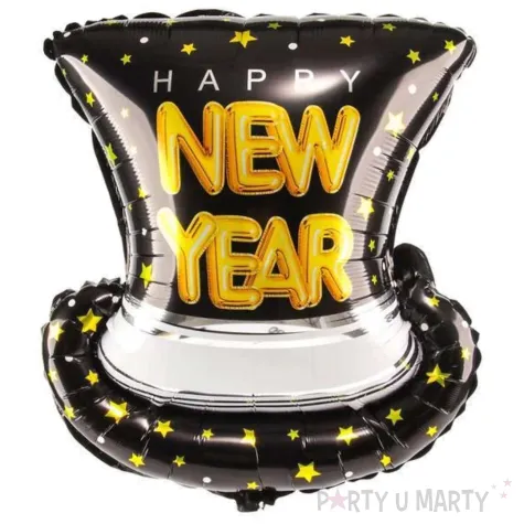 xx balon foliowy kapelusz happy new year czarny