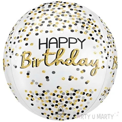 xx balon foliowy orbz kula czarno srebrno zlota pakowany