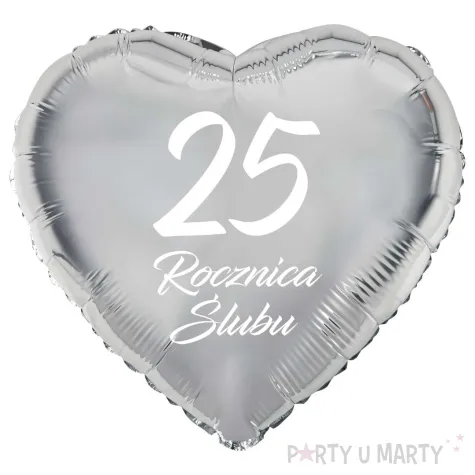 xx balon foliowy serce 25 rocznica slubu srebrny 18 hrt