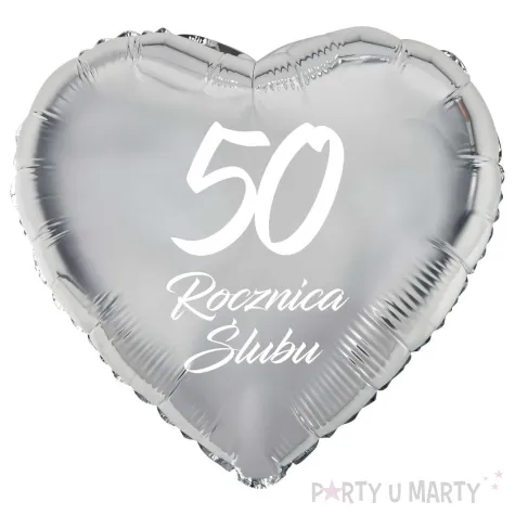 xx balon foliowy serce 50 rocznica slubu srebrny 18 hrt