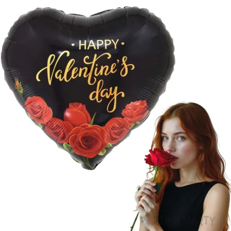 xx balon foliowy serce happy v black