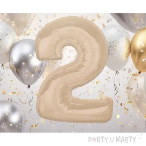 xx balon foliowy smart cyfra 2 matowa latte 92 cm