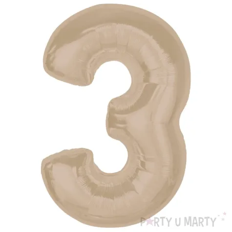 xx balon foliowy smart cyfra 3 matowa latte 92 cm