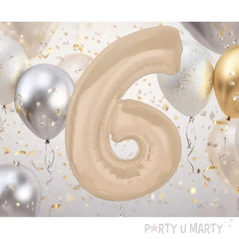 xx balon foliowy smart cyfra 6 matowa latte 92 cm