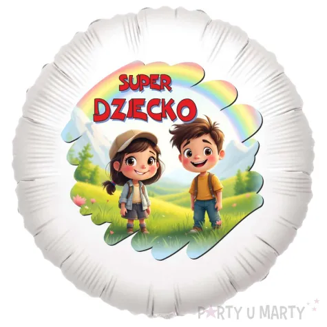xx balon super dzieciak bialy okragly