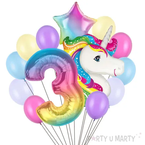 xx balony 3 urodziny jednorozec